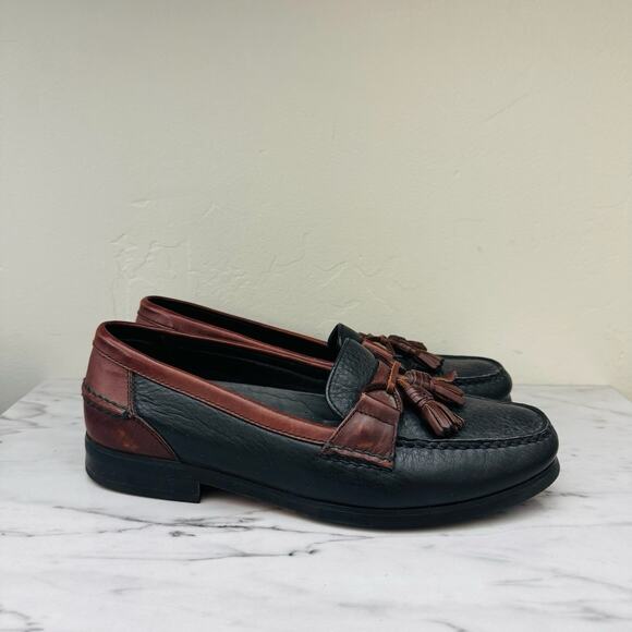 Bert Pulitzer Leather Navy Oxblood Tassel Loafer Men’s Size 8 - Picture 4 of 10